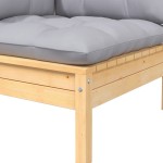 vidaXL Set mobilier de grădină cu perne gri, 3 piese, lemn masiv pin vidaXL Set mobilier de grădină cu perne gri, 3 piese, lemn masiv pin