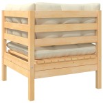 vidaXL Set mobilier grădină cu perne crem, 3 piese, lemn masiv de pin