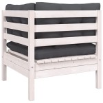 vidaXL Set mobilier de grădină cu perne, 3 piese, alb, lemn masiv pin vidaXL Set mobilier de grădină cu perne, 3 piese, alb, lemn masiv pin