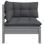 vidaXL Set mobilier de grădină cu perne, 3 piese, gri, lemn masiv pin vidaXL Set mobilier de grădină cu perne, 3 piese, gri, lemn masiv pin