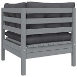 vidaXL Set mobilier de grădină cu perne, 3 piese, gri, lemn masiv pin vidaXL Set mobilier de grădină cu perne, 3 piese, gri, lemn masiv pin