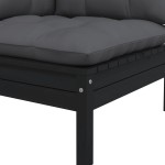 vidaXL Set mobilier grădină cu perne, 3 piese, negru, lemn masiv pin