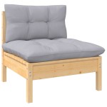 vidaXL Set mobilier de grădină cu perne gri, 3 piese, lemn masiv pin vidaXL Set mobilier de grădină cu perne gri, 3 piese, lemn masiv pin