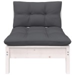 vidaXL Set mobilier de grădină cu perne, 3 piese, alb, lemn masiv pin vidaXL Set mobilier de grădină cu perne, 3 piese, alb, lemn masiv pin
