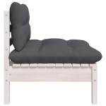 vidaXL Set mobilier de grădină cu perne, 3 piese, alb, lemn masiv pin vidaXL Set mobilier de grădină cu perne, 3 piese, alb, lemn masiv pin