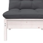 vidaXL Set mobilier de grădină cu perne, 3 piese, alb, lemn masiv pin vidaXL Set mobilier de grădină cu perne, 3 piese, alb, lemn masiv pin