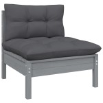 vidaXL Set mobilier de grădină cu perne, 3 piese, gri, lemn masiv pin vidaXL Set mobilier de grădină cu perne, 3 piese, gri, lemn masiv pin