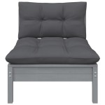 vidaXL Set mobilier de grădină cu perne, 3 piese, gri, lemn masiv pin vidaXL Set mobilier de grădină cu perne, 3 piese, gri, lemn masiv pin