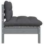 vidaXL Set mobilier de grădină cu perne, 3 piese, gri, lemn masiv pin vidaXL Set mobilier de grădină cu perne, 3 piese, gri, lemn masiv pin