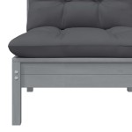 vidaXL Set mobilier de grădină cu perne, 3 piese, gri, lemn masiv pin vidaXL Set mobilier de grădină cu perne, 3 piese, gri, lemn masiv pin