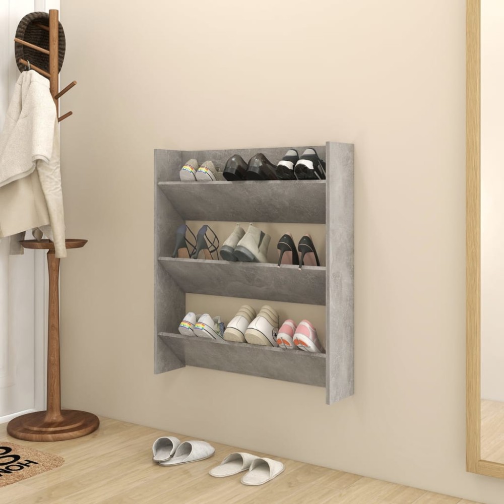vidaXL Pantofar de perete, gri beton, 80x18x90 cm, PAL