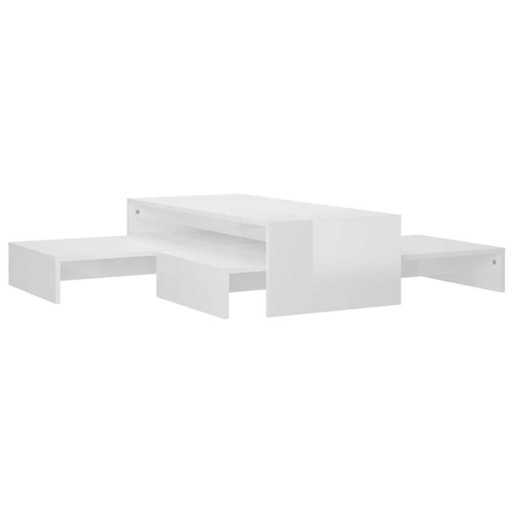 vidaXL Set măsuțe de cafea suprapuse, alb extralucios, 100x100x26,5 cm