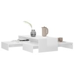 vidaXL Set măsuțe de cafea suprapuse, alb extralucios, 100x100x26,5 cm vidaXL Set măsuțe de cafea suprapuse, alb extralucios, 100x100x26,5 cm
