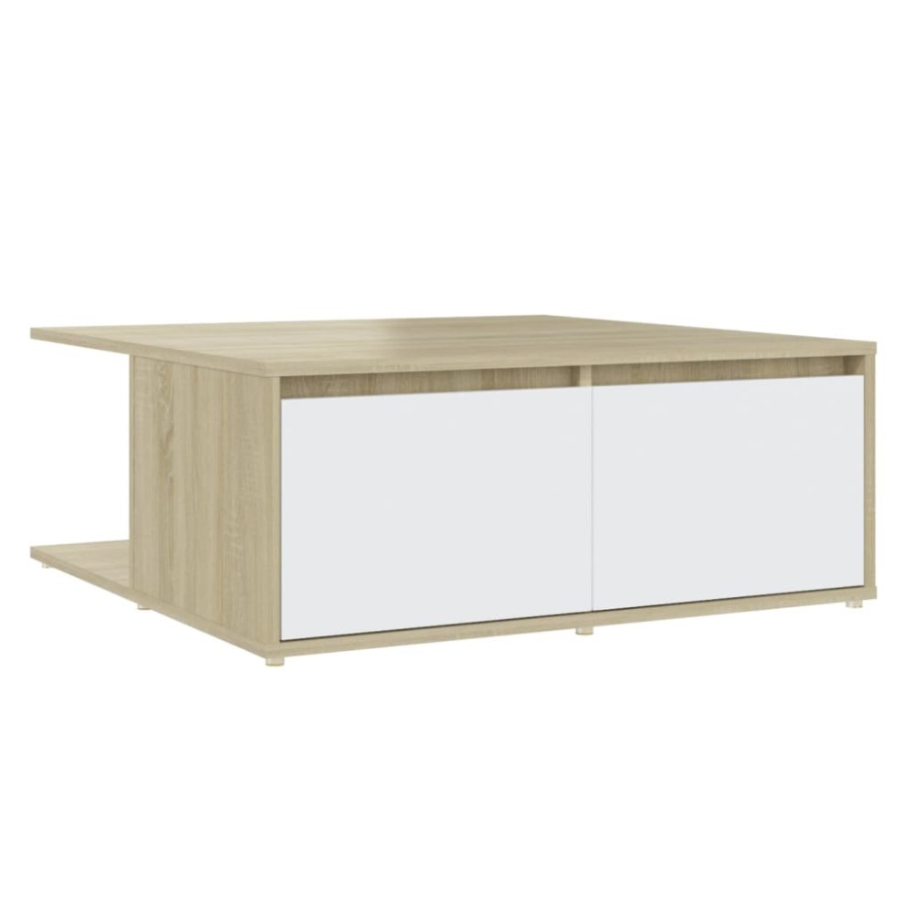 vidaXL Măsuță de cafea alb și stejar Sonoma 80x80x31 cm lemn prelucrat