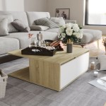 vidaXL Măsuță de cafea alb și stejar Sonoma 80x80x31 cm lemn prelucrat vidaXL Măsuță de cafea alb și stejar Sonoma 80x80x31 cm lemn prelucrat