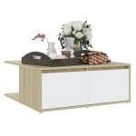 vidaXL Măsuță de cafea alb și stejar Sonoma 80x80x31 cm lemn prelucrat vidaXL Măsuță de cafea alb și stejar Sonoma 80x80x31 cm lemn prelucrat