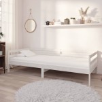 vidaXL Pat de zi, 90x200 cm, alb, lemn masiv de pin vidaXL Pat de zi, 90x200 cm, alb, lemn masiv de pin