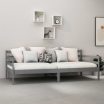 vidaXL Pat de zi, 90x200 cm, gri, lemn masiv de pin vidaXL Pat de zi, 90x200 cm, gri, lemn masiv de pin