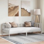 vidaXL Pat de zi, 90x200 cm, alb, lemn masiv de pin vidaXL Pat de zi, 90x200 cm, alb, lemn masiv de pin