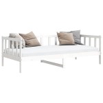 vidaXL Pat de zi, 90x200 cm, alb, lemn masiv de pin vidaXL Pat de zi, 90x200 cm, alb, lemn masiv de pin
