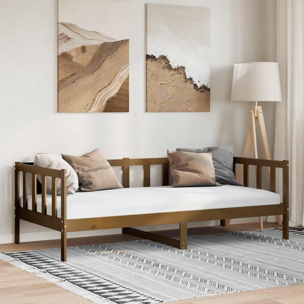vidaXL Pat de zi, 90x200 cm, maro miere, lemn masiv de pin