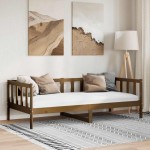 vidaXL Pat de zi, 90x200 cm, maro miere, lemn masiv de pin vidaXL Pat de zi, 90x200 cm, maro miere, lemn masiv de pin