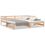 vidaXL Pat de zi extensibil, 2x(90x200) cm, lemn masiv de pin