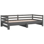 vidaXL Pat extensibil de zi, gri, 2x(90x200) cm, lemn masiv de pin