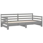 vidaXL Pat extensibil de zi, gri, 2x(90x200) cm, lemn masiv de pin vidaXL Pat extensibil de zi, gri, 2x(90x200) cm, lemn masiv de pin