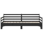 vidaXL Pat extensibil de zi, negru, 2x(90x200) cm, lemn masiv de pin