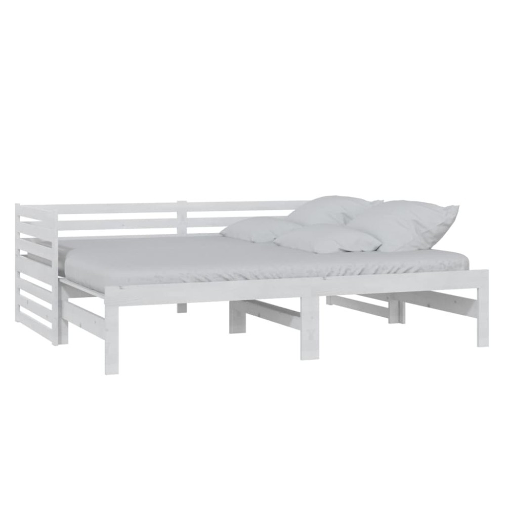 vidaXL Pat extensibil de zi, alb, 2x(90x200) cm, lemn masiv de pin