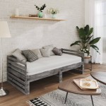 vidaXL Pat extensibil de zi, gri, 2x(90x200) cm, lemn masiv de pin vidaXL Pat extensibil de zi, gri, 2x(90x200) cm, lemn masiv de pin