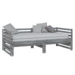 vidaXL Pat extensibil de zi, gri, 2x(90x200) cm, lemn masiv de pin vidaXL Pat extensibil de zi, gri, 2x(90x200) cm, lemn masiv de pin