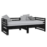 vidaXL Pat extensibil de zi, negru, 2x(90x200) cm, lemn masiv de pin vidaXL Pat extensibil de zi, negru, 2x(90x200) cm, lemn masiv de pin