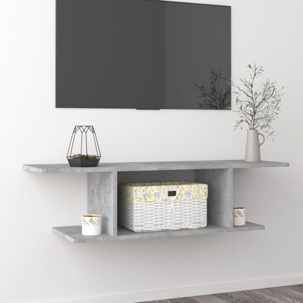 vidaXL Dulap TV montat pe perete, gri beton, 103x30x26,5 cm