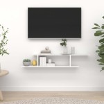 vidaXL Raft TV cu montaj pe perete, alb, 125x18x23 cm, lemn prelucrat vidaXL Raft TV cu montaj pe perete, alb, 125x18x23 cm, lemn prelucrat