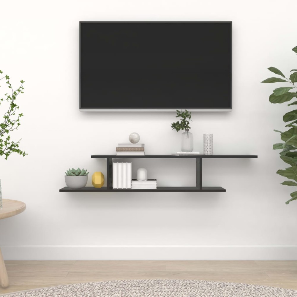 vidaXL Raft TV cu montaj pe perete, negru, 125x18x23 cm, PAL