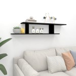 vidaXL Raft TV cu montaj pe perete, negru, 125x18x23 cm, PAL vidaXL Raft TV cu montaj pe perete, negru, 125x18x23 cm, PAL