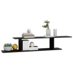 vidaXL Raft TV cu montaj pe perete, negru, 125x18x23 cm, PAL vidaXL Raft TV cu montaj pe perete, negru, 125x18x23 cm, PAL