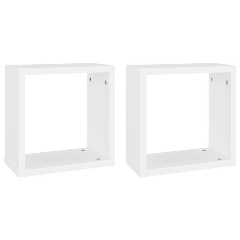 vidaXL Rafturi de perete cub, 2 buc., alb, 30x15x30 cm