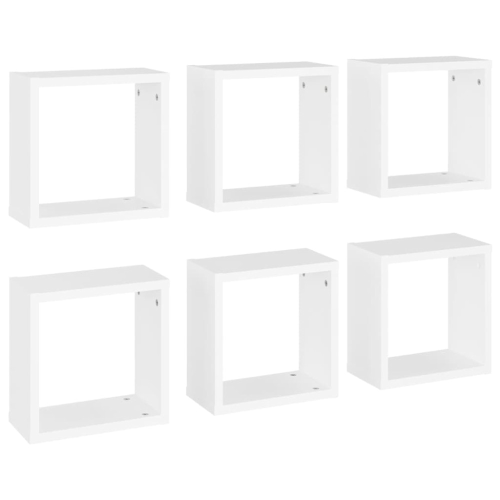 vidaXL Rafturi de perete cub, 6 buc., alb, 30x15x30 cm