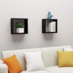 vidaXL Rafturi de perete cub, 2 buc., negru, 30x15x30 cm vidaXL Rafturi de perete cub, 2 buc., negru, 30x15x30 cm