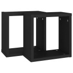 vidaXL Rafturi de perete cub, 2 buc., negru, 30x15x30 cm vidaXL Rafturi de perete cub, 2 buc., negru, 30x15x30 cm