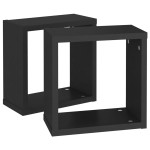 vidaXL Rafturi de perete cub, 2 buc., negru, 30x15x30 cm vidaXL Rafturi de perete cub, 2 buc., negru, 30x15x30 cm