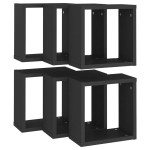 vidaXL Rafturi de perete cub, 6 buc., negru, 30x15x30 cm vidaXL Rafturi de perete cub, 6 buc., negru, 30x15x30 cm