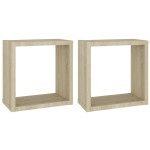 vidaXL Rafturi de perete cub, 2 buc., stejar sonoma, 30x15x30 cm vidaXL Rafturi de perete cub, 2 buc., stejar sonoma, 30x15x30 cm