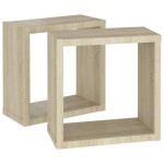 vidaXL Rafturi de perete cub, 2 buc., stejar sonoma, 30x15x30 cm vidaXL Rafturi de perete cub, 2 buc., stejar sonoma, 30x15x30 cm
