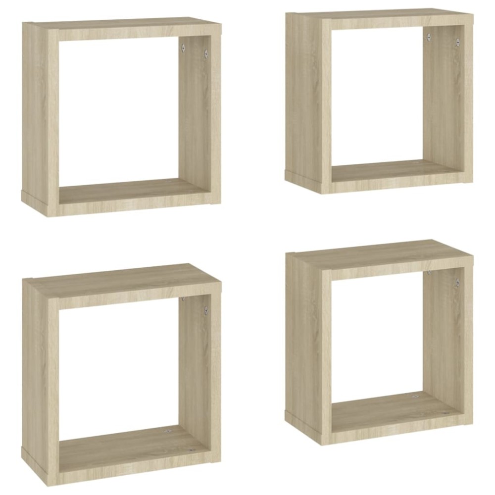 vidaXL Rafturi de perete cub, 4 buc., stejar sonoma, 30x15x30 cm