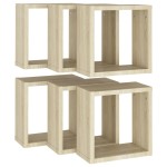 vidaXL Rafturi de perete cub, 6 buc., stejar sonoma, 30x15x30 cm