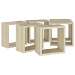 vidaXL Rafturi de perete cub, 6 buc., stejar sonoma, 30x15x30 cm